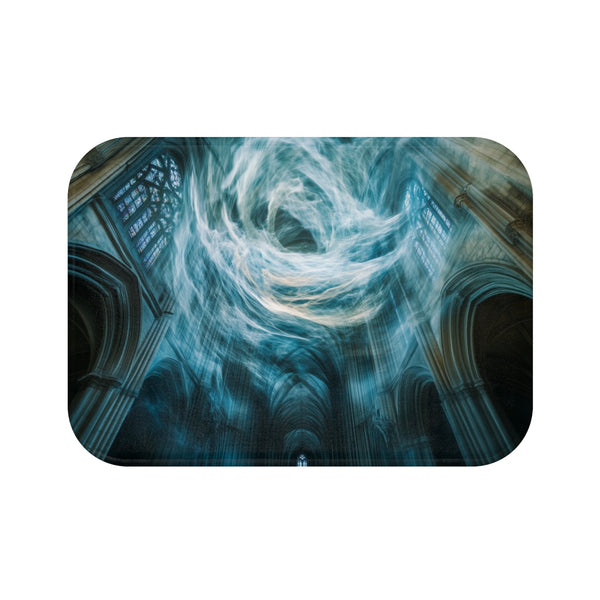 Data Vortex Swirling Through Cathedral (Edition II) — Memory Foam Bath Mat — Top-Down Memory Foam Bath Mat View