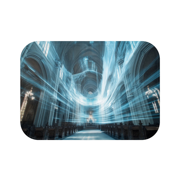 Data Vortex Swirling Through Cathedral (Edition III) — Memory Foam Bath Mat — Top-Down Memory Foam Bath Mat View