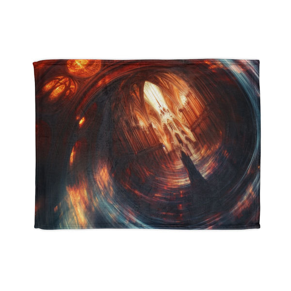 Data Vortex Swirling Through Cathedral (Edition III) — Plush Fleece Throw Blanket — Full Spread Plush Fleece Artwork View