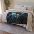 Data Vortex Swirling Through Cathedral — Plush Fleece Throw Blanket — Draped Over Sofa & Bed Lifestyle View