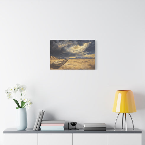 Desert Storm with Giant Sand Serpent (Edition V) — 24×16 Canvas Wall Art — Living Room Wall Lifestyle View