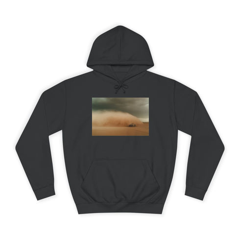 Desert Storm with Giant Sand Serpent Graphic Unisex College Hoodie - Jet Black Front