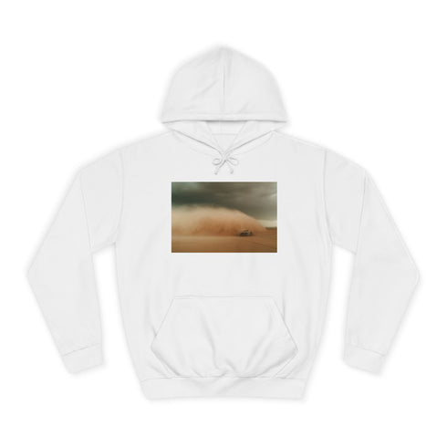 Desert Storm with Giant Sand Serpent Graphic Unisex College Hoodie - Arctic White Front