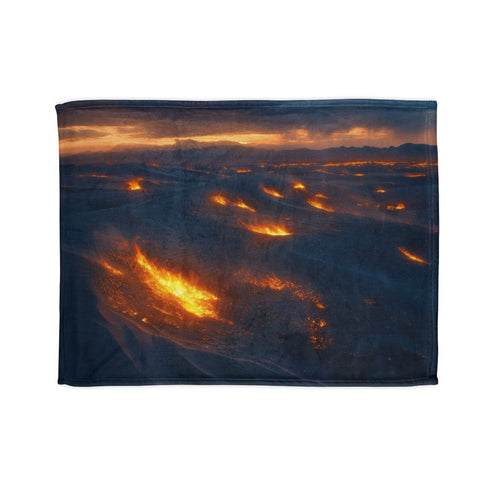 Desert Wind Carrying Glowing Embers — Plush Fleece Throw Blanket — Full Spread Plush Fleece Artwork View