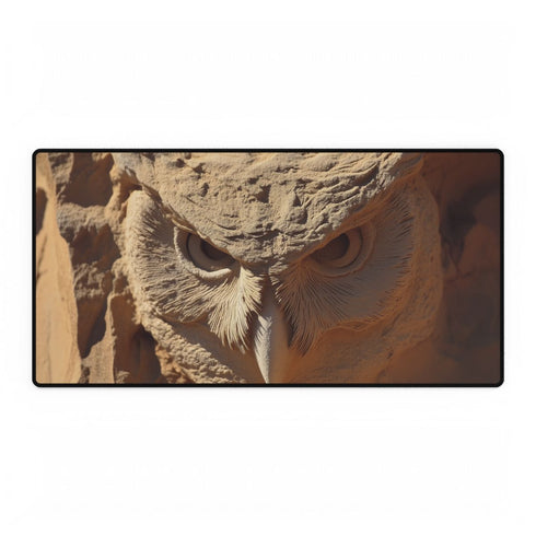 Desert Wind Forming Owl Face — XL & XXL Desk Mat — Full Top-Down Artwork View