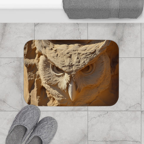 Desert Wind Forming Owl Face — Memory Foam Bath Mat — Modern Bathroom Floor Lifestyle View