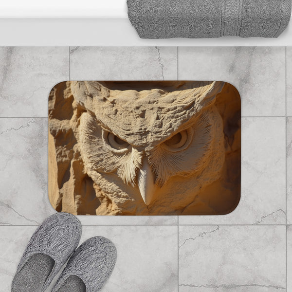 Desert Wind Forming Owl Face — Memory Foam Bath Mat — Modern Bathroom Floor Lifestyle View