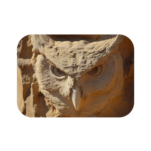 Desert Wind Forming Owl Face — Memory Foam Bath Mat — Top-Down Memory Foam Bath Mat View