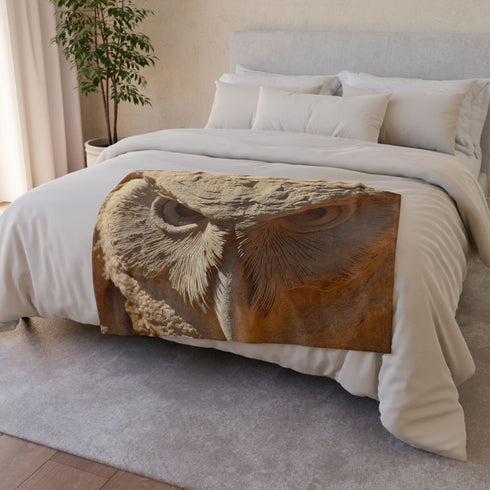 Desert Wind Forming Owl Face Plush Fleece Throw Blanket