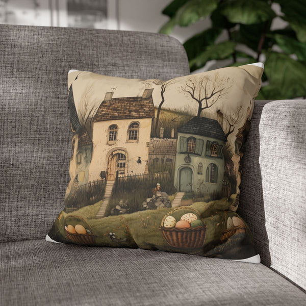 Vintage Spring Botanical Watercolor Lithograph — 40×40 Cushion Cover — Sofa & Armchair Living Room Lifestyle View