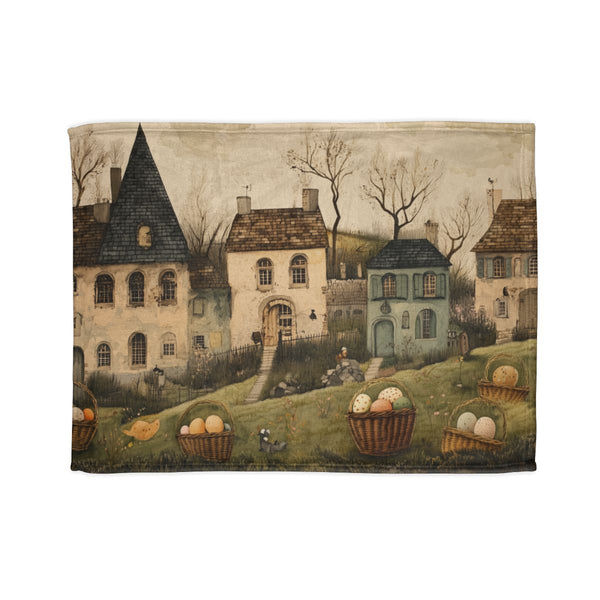 Vintage Spring Botanical Watercolor Lithograph — 50×60 Plush Throw Blanket — Full Spread Plush Fleece Artwork View