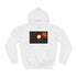 Digital Eclipse Over Cyber City Graphic Unisex College Hoodie - Arctic White Front