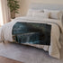 Digital Waterfall over Ancient Ruins — 50×60 Plush Throw Blanket — 300 GSM Plush Coral Fleece Texture Close-Up