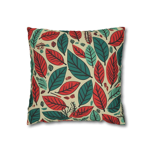 Earthy Woodland Autumn Leaf Pattern — Faux Suede Cushion Cover — Front 40×40 cm Square Cushion View