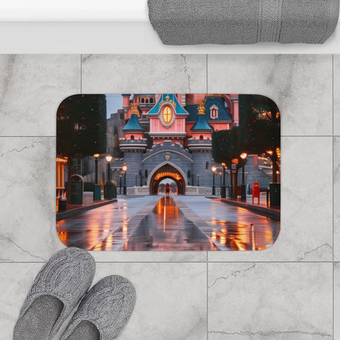 Disney Castle — 61×43 Memory Foam Bath Mat — Modern Bathroom Floor Lifestyle View