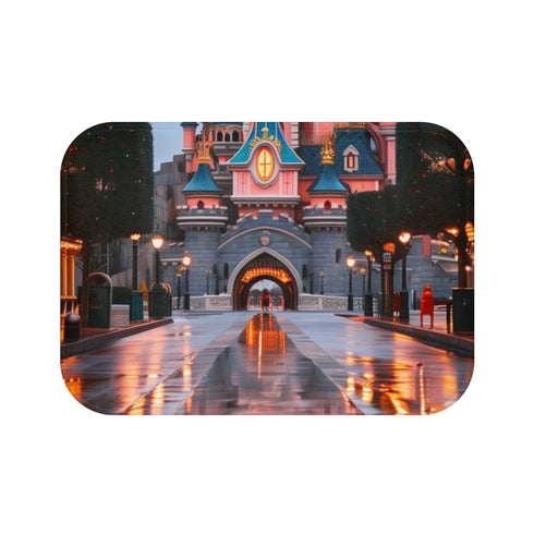 Disney Castle — 61×43 Memory Foam Bath Mat — Top-Down Velvet Microfibre Artwork View