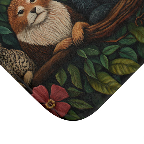 Diverse Group of Animals Living Luxury Memory Foam Bath Mat - Microfibre Texture Close-Up