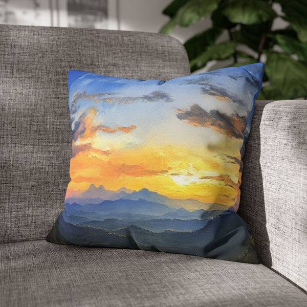 Doi Inthanon National Park Thailand Sunset Painting — 40×40 Cushion Cover — Sofa & Armchair Living Room Lifestyle View