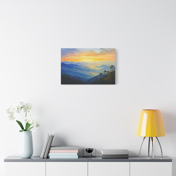 Doi Inthanon National Park Thailand Sunset Painting (Edition II) — 24×16 Canvas Wall Art — Living Room Wall Lifestyle View