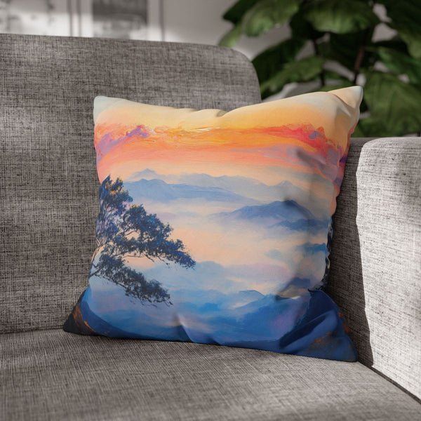 Doi Inthanon National Park Thailand Sunset Painting — 40×40 Cushion Cover — Sofa & Armchair Living Room Lifestyle View