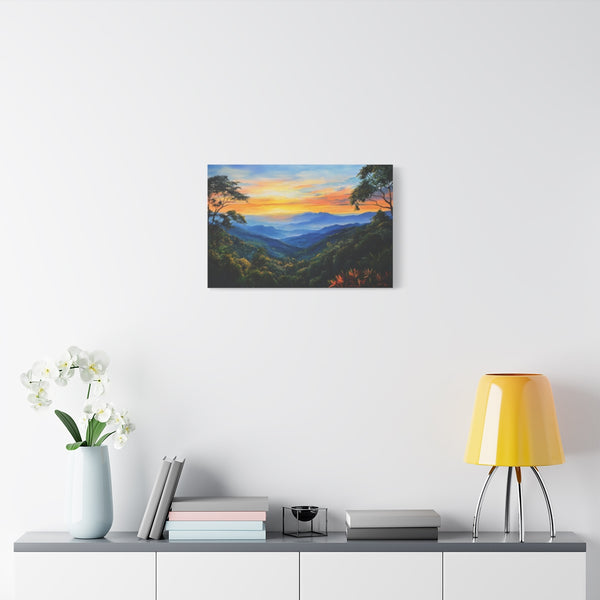 Doi Inthanon National Park Thailand Sunset Painting (Edition IX) — 24×16 Canvas Wall Art — Living Room Wall Lifestyle View