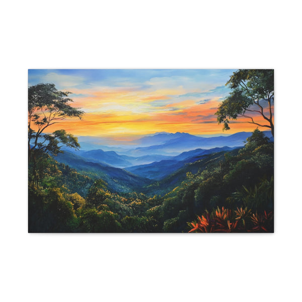 Doi Inthanon National Park Thailand Sunset Painting (Edition IX) — 24×16 Canvas Wall Art — Front Gallery-Wrapped Canvas View