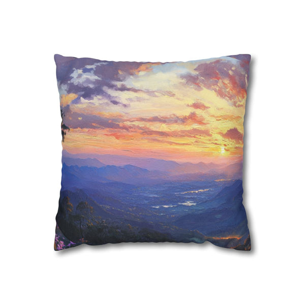 Doi Inthanon National Park Thailand Sunset Painting (Edition VI) — 40×40 Cushion Cover — Front 40×40 cm Square Cushion View