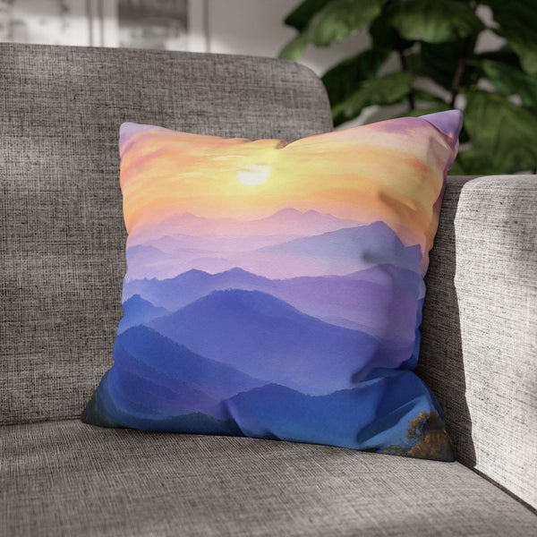 Doi Inthanon National Park Thailand Sunset Painting (Edition VII) — Double-Sided Cushion Cover — Sofa & Armchair Living Room Lifestyle View