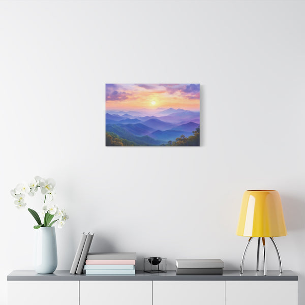 Doi Inthanon National Park Thailand Sunset Painting (Edition VII) — Stretched Canvas Wall Art — Living Room Wall Lifestyle View