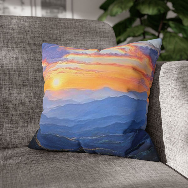 Doi Inthanon National Park Thailand Sunset Painting — 40×40 Cushion Cover — Sofa & Armchair Living Room Lifestyle View