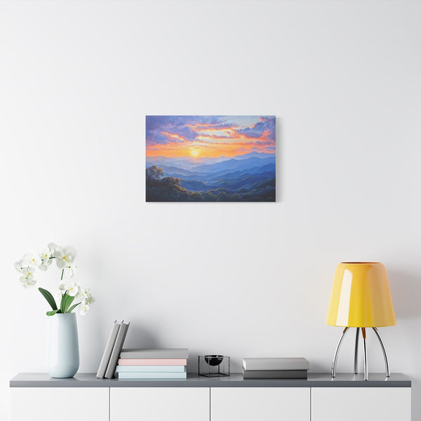 Doi Inthanon National Park Thailand Sunset Painting (Edition VIII) — 24×16 Canvas Wall Art — Living Room Wall Lifestyle View