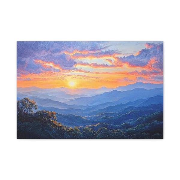 Doi Inthanon National Park Thailand Sunset Painting — 24×16 Canvas Wall Art — Front Gallery-Wrapped Canvas View