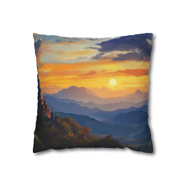 Doi Inthanon National Park Thailand Sunset Painting (Edition X) — Double-Sided Cushion Cover — Front Double-Sided Cushion View