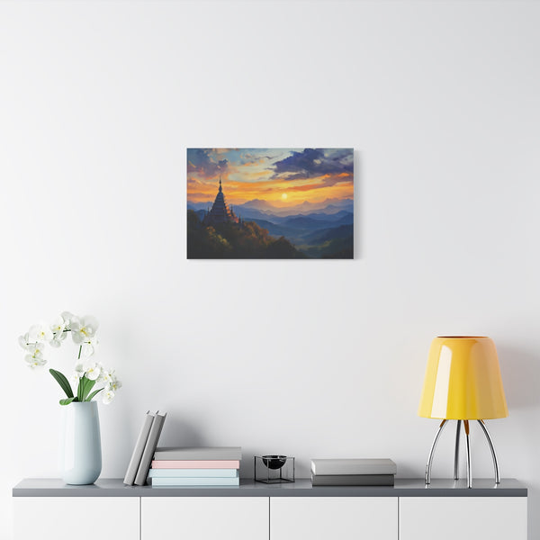 Doi Inthanon National Park Thailand Sunset Painting (Edition X) — 24×16 Canvas Wall Art — Living Room Wall Lifestyle View