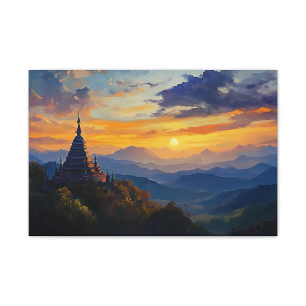 Doi Inthanon National Park Thailand Sunset Painting (Edition X) — 24×16 Canvas Wall Art — Front Gallery-Wrapped Canvas View