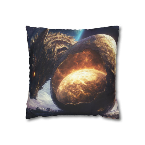 Dragon Egg Hatching in Space — 40×40 Cushion Cover — Front 40×40 cm Square Cushion View