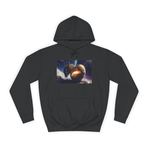 Dragon Egg Hatching in Space — Heavyweight Graphic Hoodie — Front Heavyweight Fleece Hoodie View