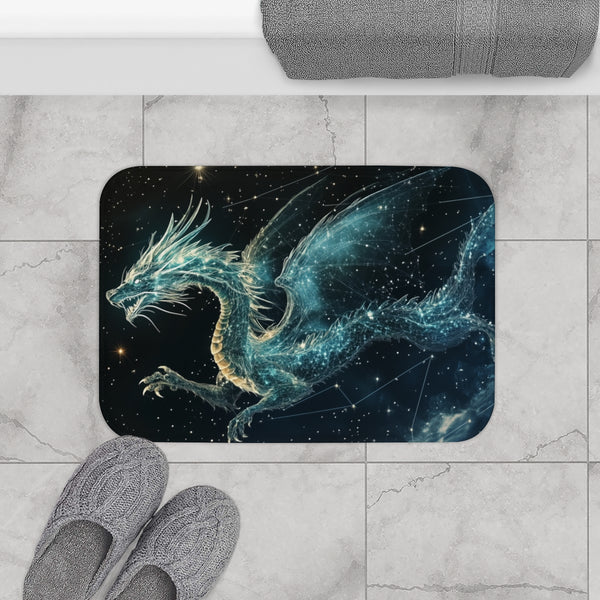 Dragon Shaped Constellation in Deep Space (Edition II) — 61×43 Memory Foam Bath Mat — Modern Bathroom Floor Lifestyle View