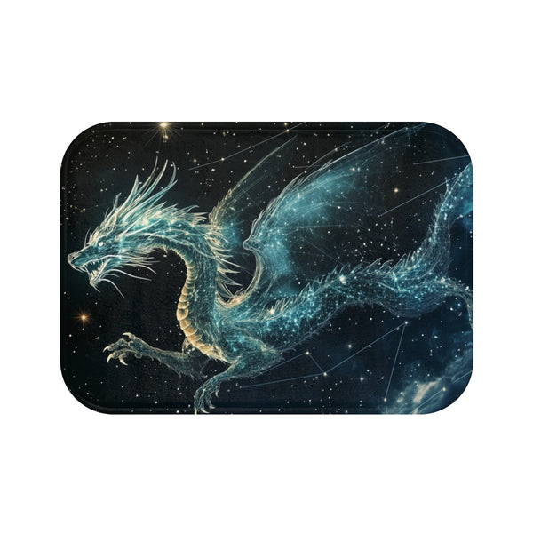 Dragon Shaped Constellation in Deep Space (Edition II) — 61×43 Memory Foam Bath Mat — Top-Down Velvet Microfibre Artwork View