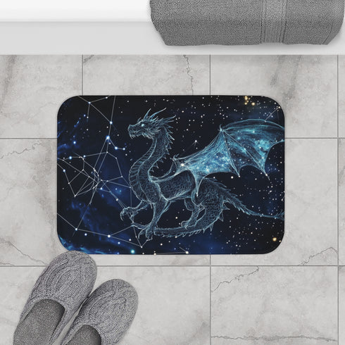 Dragon Shaped Constellation in Deep Space (Edition III) — 61×43 Memory Foam Bath Mat — Modern Bathroom Floor Lifestyle View