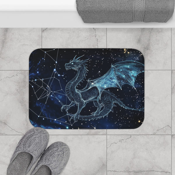 Dragon Shaped Constellation in Deep Space (Edition III) — 61×43 Memory Foam Bath Mat — Modern Bathroom Floor Lifestyle View