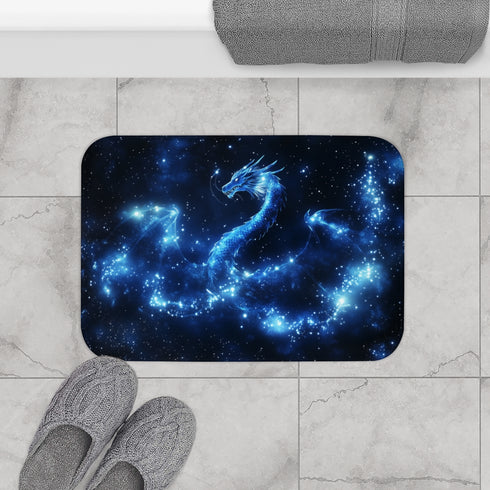 Dragon Shaped Constellation in Deep Space (Edition IV) — 61×43 Memory Foam Bath Mat — Modern Bathroom Floor Lifestyle View