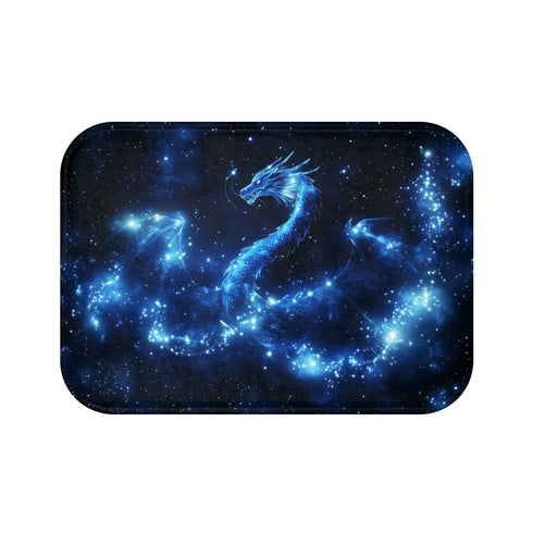 Dragon Shaped Constellation in Deep Space (Edition IV) — 61×43 Memory Foam Bath Mat — Top-Down Velvet Microfibre Artwork View