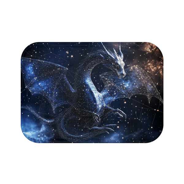 Dragon Shaped Constellation in Deep Space — 61×43 Memory Foam Bath Mat — Top-Down Velvet Microfibre Artwork View