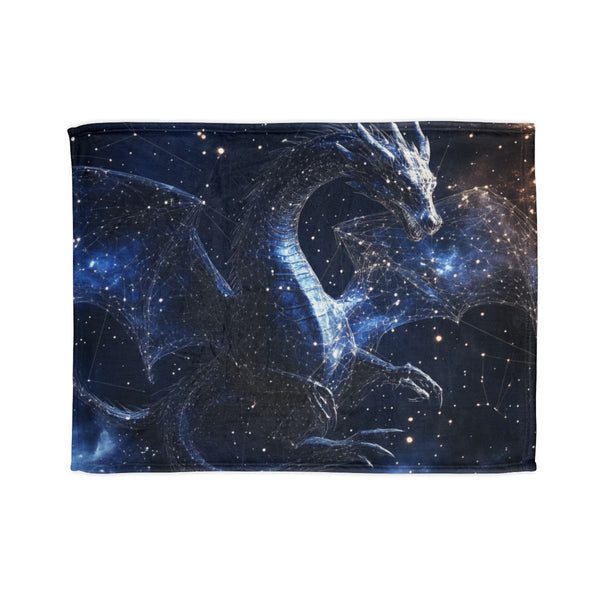 Dragon Shaped Constellation in Deep Space — Plush Fleece Throw Blanket — Full Spread Plush Fleece Artwork View