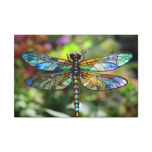 Dragonfly with Stained Glass Wings (Edition II) — 24×16 Canvas Wall Art — Front Gallery-Wrapped Canvas View