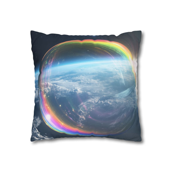 Dream Bubble Drifting over the Earth Double-Sided Square Cushion Cover