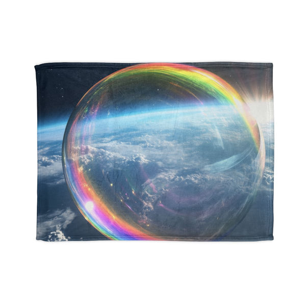 Dream Bubble Drifting over the Earth Plush Fleece Throw Blanket