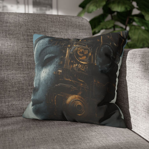 Dream Engine Powered by Emotions — Faux Suede Cushion Cover — Sofa & Living Room Lifestyle View