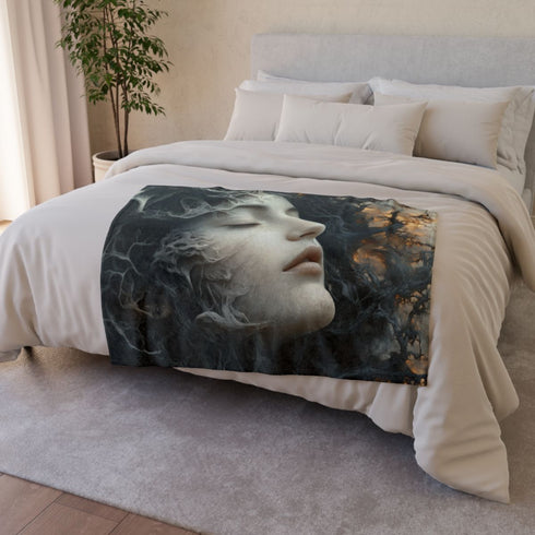 Dream Engine Powered by Emotions (Edition IV) — 50×60 Plush Throw Blanket — Draped Over Sofa & Bed Lifestyle View